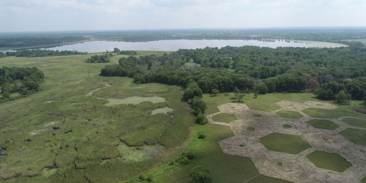 Drone image of Cedar Creek. 