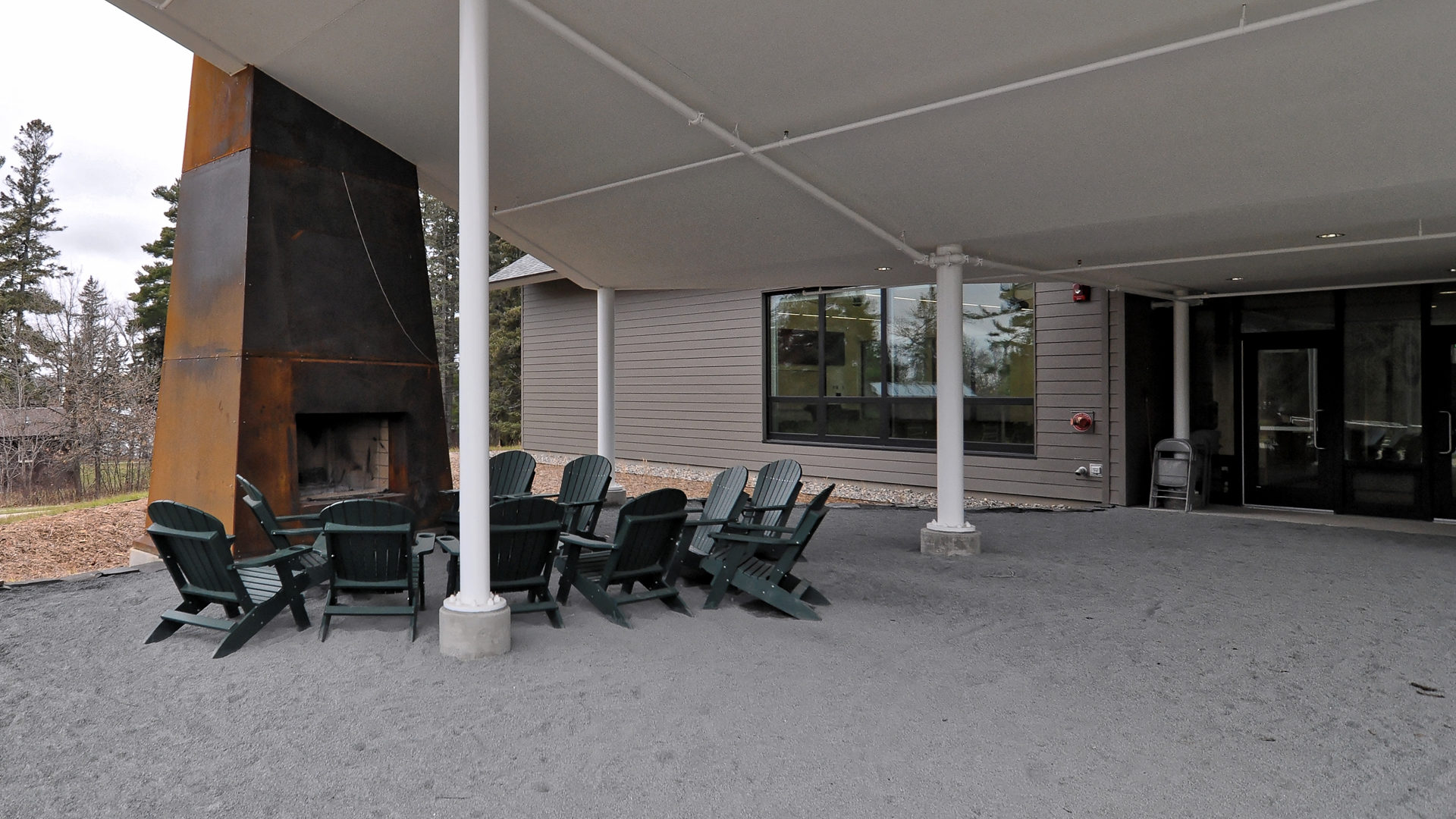 Itasca Biome Center patio overhang