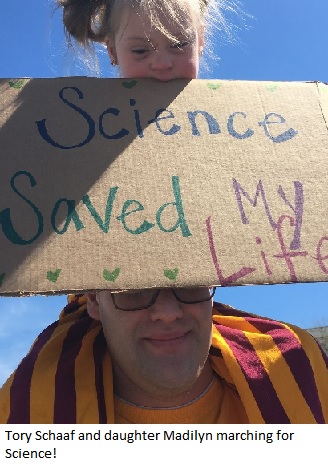 Tory Schaaf and daughter Madilyn and the St. Paul march for science