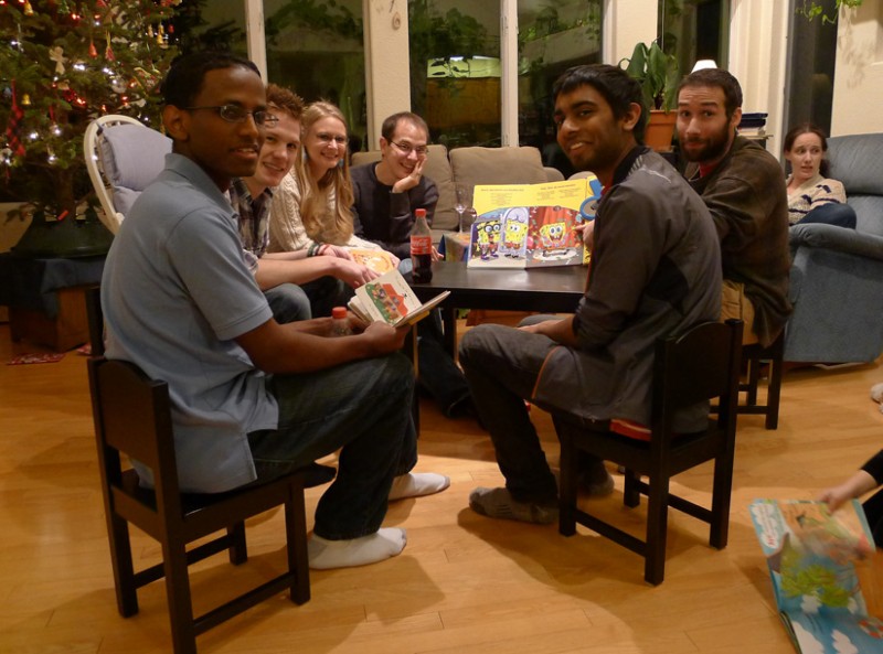 Members of the Seelig lab sitting in a group