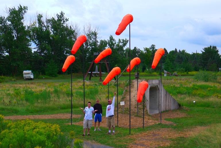 Seelig lab near wind socks at Franconia Sculpture park