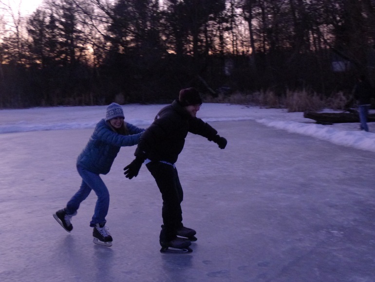 Seelig lab members ice skating