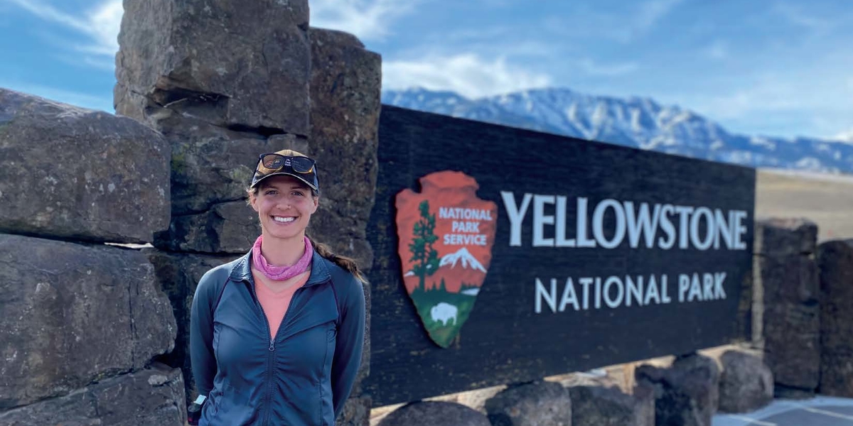 Maddy Jackson outside of Yellowstone National Park