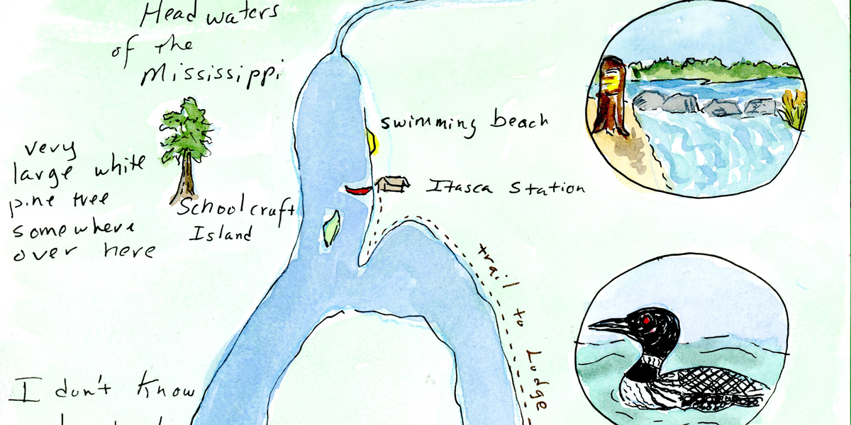 Illustration of Lake Itasca by Dr. Jennifer Powers