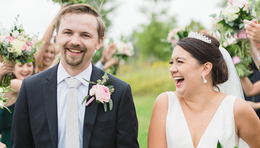 Nate Fremling and Emily Ellingson at their wedding 