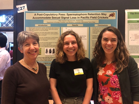 Marlene Zuk with students at a poster session