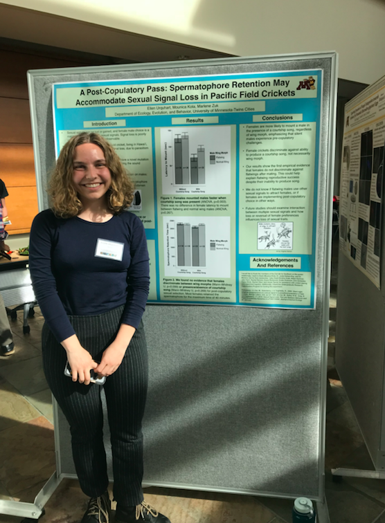 Ellen Urquhart at a poster session on campus